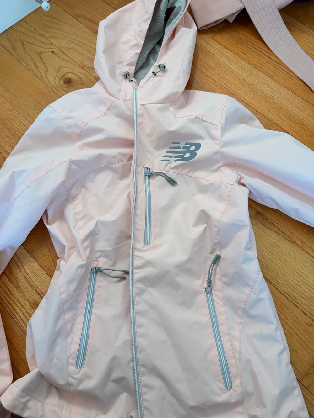 Light Pink Waterproof Jacket with Reflective Logo